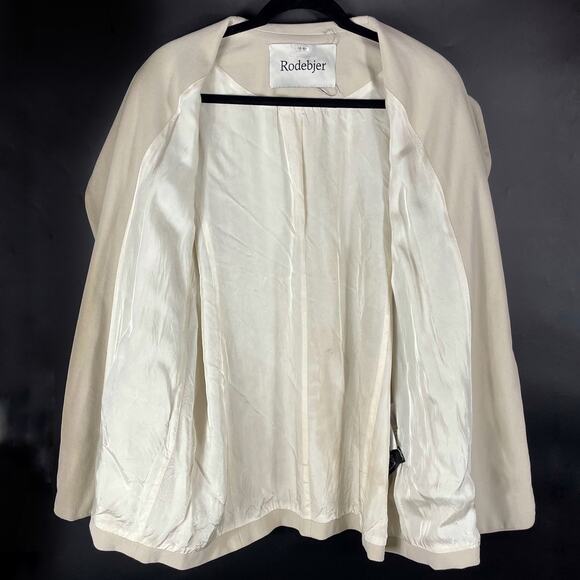 Rodebjer Idalia Blazer Beige Oversized Open Front Relaxed Shawl Collar Sz M - Picture 11 of 13